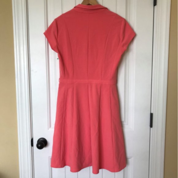 cap sleeve button down fit and flare dress - Picture 4 of 7